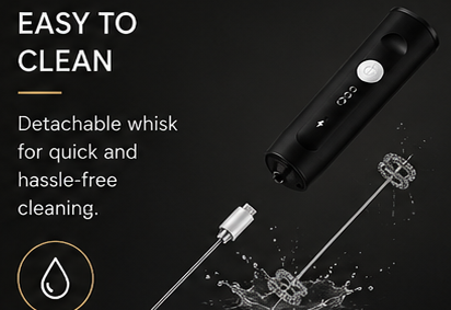 Handheld Coffee Foam Maker with Stainless Steel Whisk