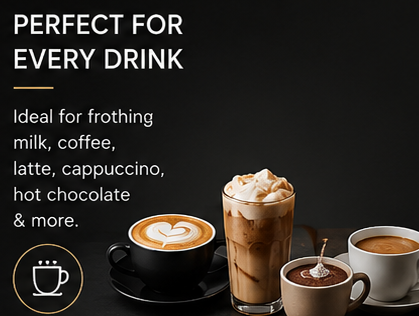 Handheld Coffee Foam Maker with Stainless Steel Whisk