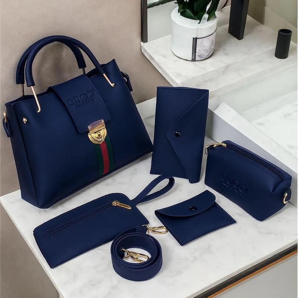 Premium 6-Piece Women's Handbag Set with Matching Wallets & Pouches