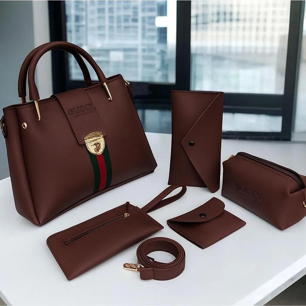 Premium 6-Piece Women's Handbag Set with Matching Wallets & Pouches