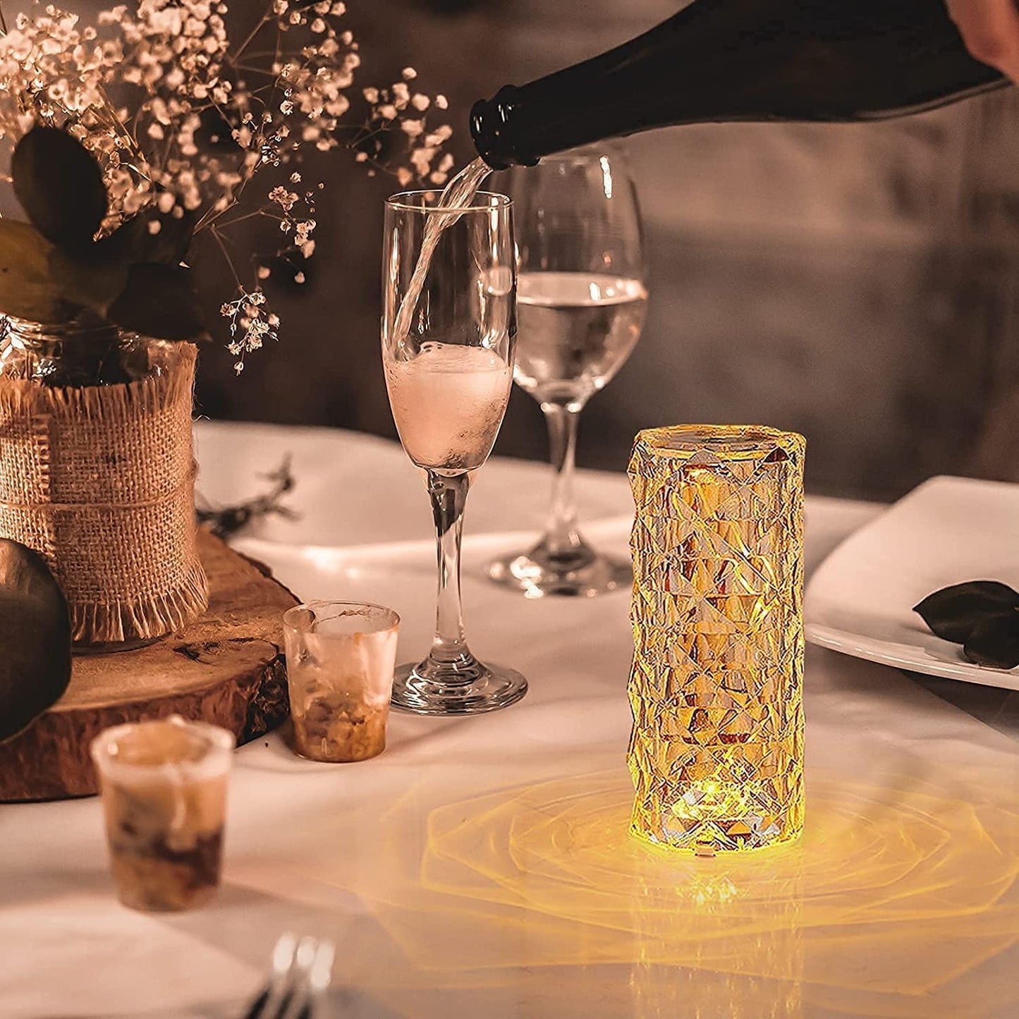 16-Color RGB Crystal Rose Diamond Table Lamp with Remote