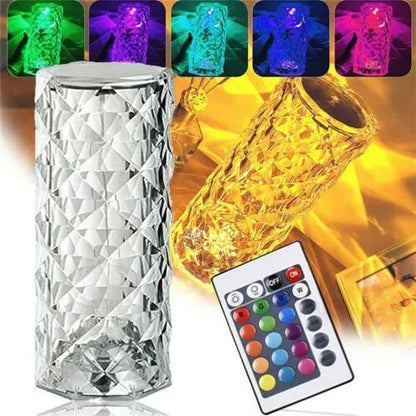 16-Color RGB Crystal Rose Diamond Table Lamp with Remote