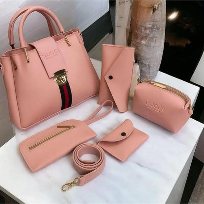 Premium 6-Piece Women's Handbag Set with Matching Wallets & Pouches