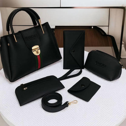 Premium 6-Piece Women's Handbag Set with Matching Wallets & Pouches