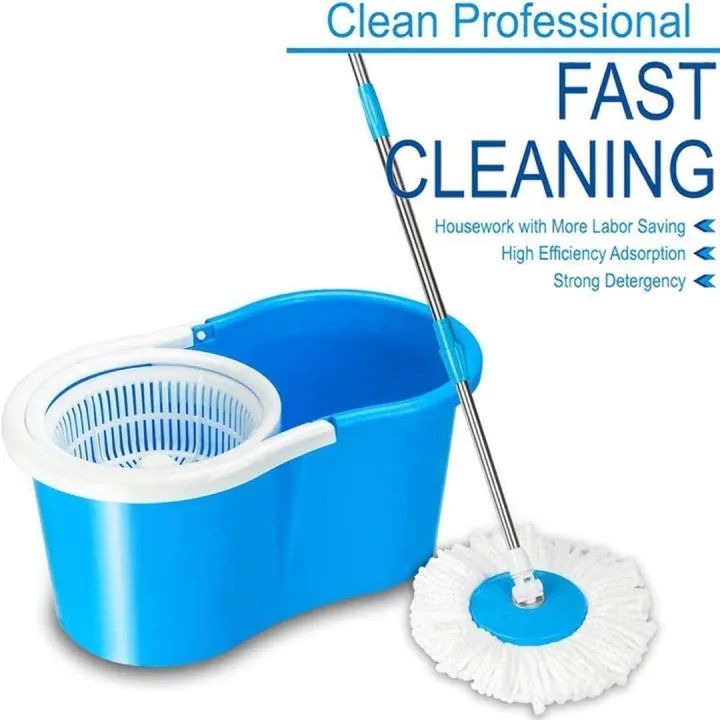 360° Rotating Spin Mop with Bucket – 2 Microfiber Mop Heads