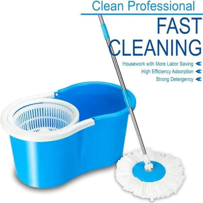 360° Rotating Spin Mop with Bucket – 2 Microfiber Mop Heads