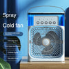 Portable Mini Air Cooler Fan with Mist Spray, 3 Speed USB Cooling Fan & 7 Color LED Light