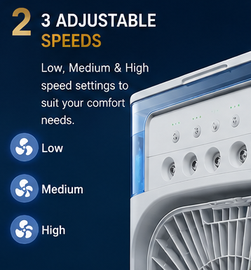 Portable Mini Air Cooler Fan with Mist Spray, 3 Speed USB Cooling Fan & 7 Color LED Light