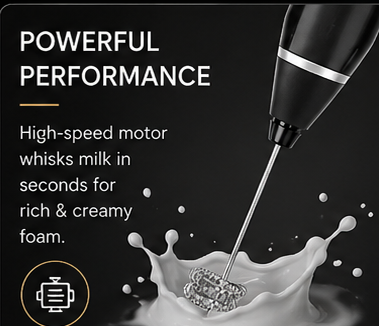 Handheld Coffee Foam Maker with Stainless Steel Whisk