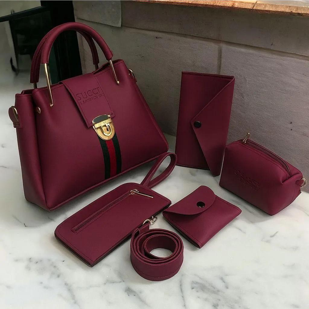 Premium 6-Piece Women's Handbag Set with Matching Wallets & Pouches