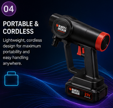 21V Cordless High Pressure Washer Gun Portable Car Wash Machine with Lithium Battery