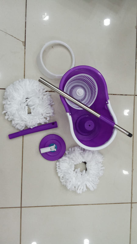 360° Rotating Spin Mop with Bucket – 2 Microfiber Mop Heads