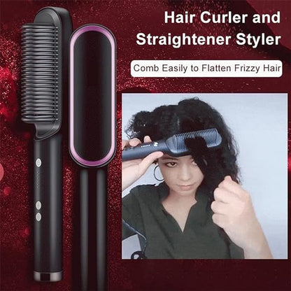 2-in-1 Hair Straightener & Curler Comb