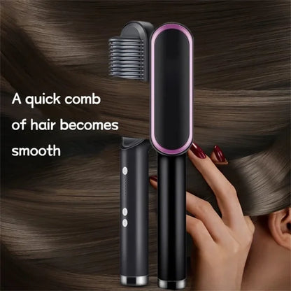 2-in-1 Hair Straightener & Curler Comb