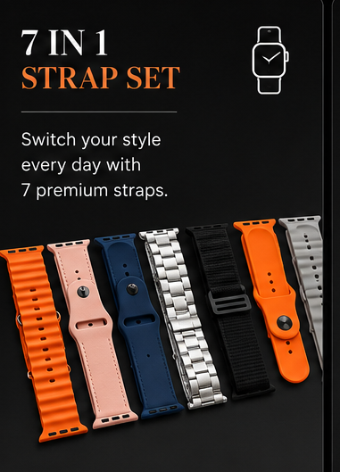 Ultra 2 Smart Watch 7-in-1 Strap Combo with Wireless Charger