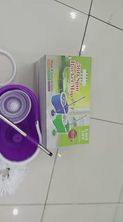 360° Rotating Spin Mop with Bucket – 2 Microfiber Mop Heads